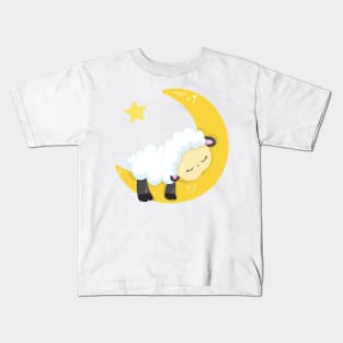 Cute Sheep, Sleeping Sheep, Moon, Stars, Sleepy Kids T-Shirt